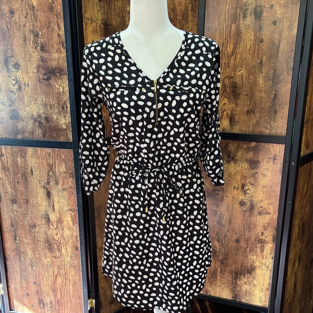 Chic Black and White Polka Dot Mini Dress